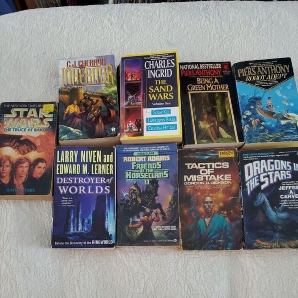 Science Fiction Lot of 9 Fantasy PB Vintage Books Cherryh, Anthony, Adept, Niven - Picture 1 of 8